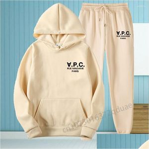 Heren trainingspakken APC klassieke print hoodies voor mannen en vrouwen losse casual sweatshirt sportkleding paar set drop levering kleding Clothi Otguc