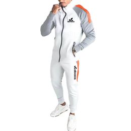 Survêtements pour hommes Automne et hiver Jogging Couleur unie Sportswear Pantalon Costume Zipper Sweat à capuche Polaire Chaleur Mode Casual Wear 230207