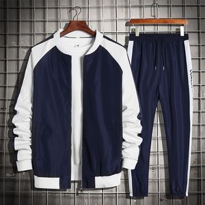 Mens tracksuits merk mannen sets casual zipper tracksuit voorjaar herfst solid splice set jacket pants sportpak streetwear hiphop 220930