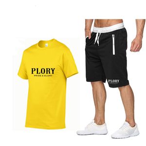 Survêtements pour hommes Marque TwoPiece Sportswear Shortsleeved Casual TShirt Et Brawstring Shorts Summer QuickDrying Respirant 230712