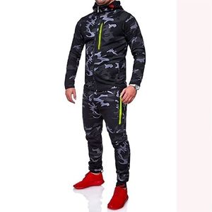 Survêtements pour hommes Camouflage imprimé hommes ensemble mode veste à glissière hommes 2 pièces survêtement vêtements de sport sweat à capuche pantalon Joggers costume MY052 221010