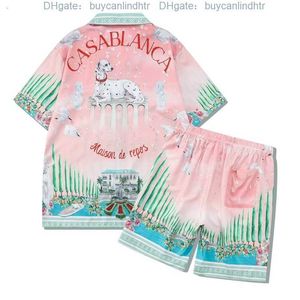 Heren tracksuits Casablanca Garden Villa Men Women Short Set T Shrt Hawaii Beach Style Suit Hip Hop Shirt Shorts Casa Casa