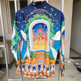 Heren Trainingspakken Kasteel Print Casablanca Shirts Real Po Designer Kleding CASA Catton Mannen Kleding Een Dag Schip Uit Tops 230717