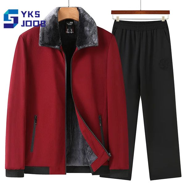 Survêtements pour hommes vers le bas veste en coton lâche plus velours épaissir chaud revers affaires manteau rembourré décontracté mode simple bureau sport mâle manteaux 231206