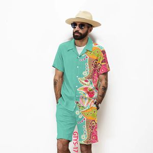 Survêtements pour hommes Costume de sport de style hawaïen européen et américain Chemise à manches courtes 3D HD Impression numérique T-shirts Tops Shorts à la mode 230619