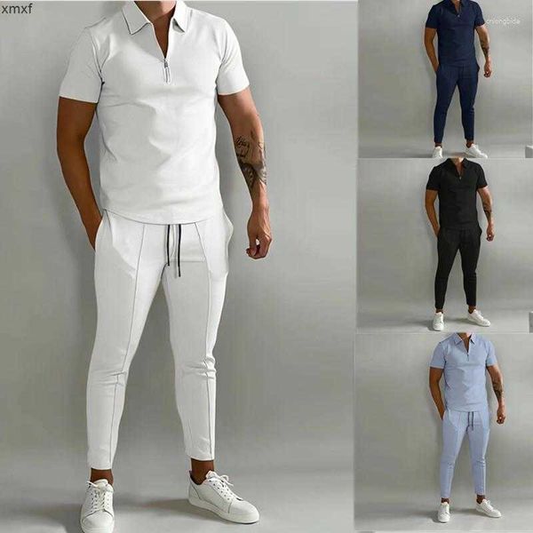 Socios de ropa de moda para hombres Conjuntos de ropa de verano Tendencia delgada de ajuste juvenil deportes casual 2pcs 4J3L