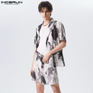 Mens tracksuits Modesets Tie Dye Streetwear Rapel Rapel Korte mouw Blazes Shorts Twee stukken Zomer Casual pakken S5XL Incerun 230512