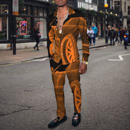 Survêtements pour hommes Mode Deuxpièces Casual Chemise à manches longues et pantalons avec des motifs de voiture colorés Vêtements imprimés en 3D 230923
