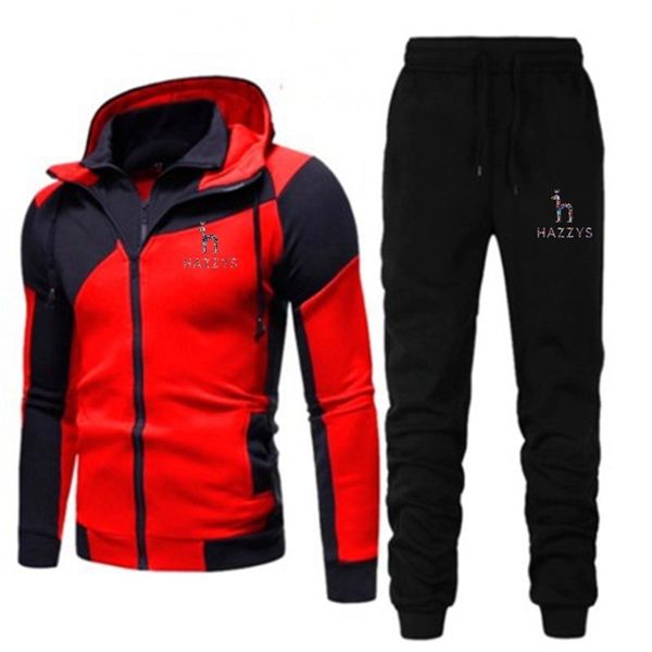 Survêtements pour hommes HAZZYS Marque Imprimer Mens Sportswear Automne Printemps À Capuche À Manches Longues Zipper Jogger Pantalon Power Patch Sports Running We 220906