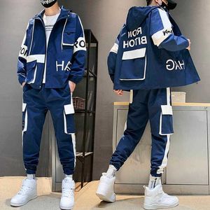 Survêtements pour hommes costume hip-hop ensemble masculin survêtements survêtement homme survêtement hommes pantalon poches zippées vêtements d'extérieur 2PC veste + pantalons ensembles