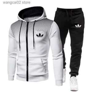 Mens tracksuits jas Two Pieces Suits Suite Zipper Hooded Sweatshirt Sweatshirt Casual Fitness Wol Sports Pants Sets T231019