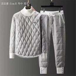 Survêtements pour hommes Kolon Sport broderie veste pantalons et haut 2 pièces ensemble hiver coton épaissi coton rembourré 231206
