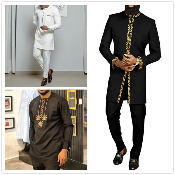 Survêtements pour hommes hommes 2 pièces tenue ensemble imprimé affaires décontracté haut pantalon costume style ethnique été Dashiki robes fête mariage gentleman vêtements 230803