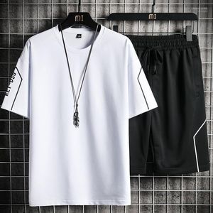 Heren tracksuits Men Casual Summer Sets korte mouw T-shirts Drawtring shorts Pakken sportkleding Pak 2 PCS Set