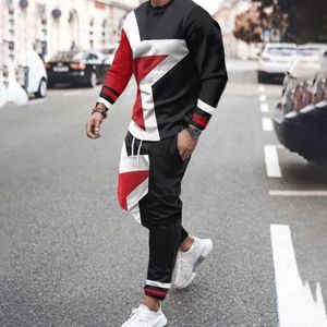 Survêtements pour hommes Hommes Vêtements Ensemble Mode À Manches Longues T-shirt Pantalon Survêtement De Sport 2 Pièces Costume 3D Imprimé Vêtements De Sport Pour Hommes Streetwear 221130