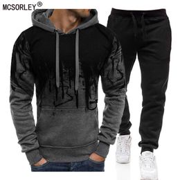 Heren tracksuits Men Tracksuitsets Fleece Tweede stuk Hooded Pullover Sweatpants 220823