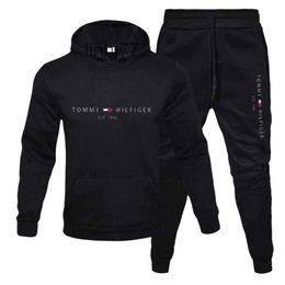 Survêtements pour hommes Hommes Tommyhilfiger Designer Costume De Sport Original Qualité Casual Épaissi Pull Impression Pièce À Capuchon Sportswear Porter 3q4ecdqsZYG