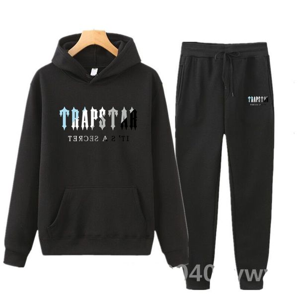 Survêtements pour hommes Survêtement pour hommes Tendance Hooded 2 Pieces Set Sweat à capuche Sweatpants Sportwear Jogging Outfit Trapstar Logo Man Cloth