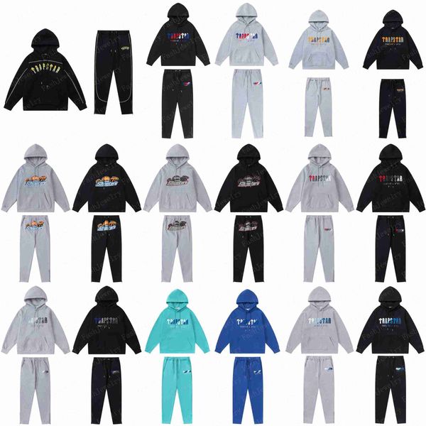 Survêtements pour hommes Survêtements Trapstar pour hommes pantalons pull ensemble sweats à capuche streetwear sweat-shirts costume de sport broderie lettre en peluche décoration capuche épaisse