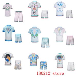 Heren Trainingspakken Multi Versies Casablanca Mesh Shorts Shirts Dunne Zijde Stof Set Zomer Mannen Vrouwen Hawaiian Beach Surf Club Pak 230724