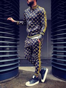 Survêtements pour hommes Muscle Brother Costume de sport Tendances européennes et américaines Impression 3D Fiess Zipper Sweats à capuche Pantalons de survêtement Slim Casual Mode
