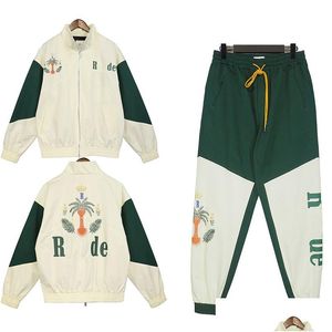 Heren tracksuits Rhude Y2K Sports Pak Designer Jacket Broek Stiksel Paar Dames Street Casual Fashion Drop Delivery Apparel CL DH5HO