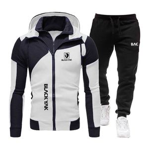 Conjunto de chándales para hombre Otoño Invierno Marca BLACKYAK Zip HoodieJogging Pantalón Patchwork Fitness Run Ropa casual Ropa deportiva 221124