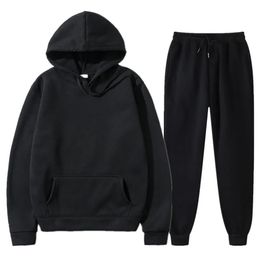 Survêtements pour hommes Couleur unie Hommes Femmes Sweats à capuche unisexe Sweat-shirt Pantalon de survêtement Veste de costume de sport en cours d'exécution de haute qualité Ensemble de vêtements de sport Survêtement Pull 231216