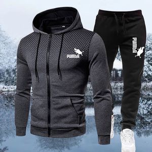Heren trainingspakken Spring herfst Merk Sport bedrukte hoodie sets van mannen mannelijke luxe fleece zip casual ontwerper sportkleding pakken kleding 230317