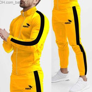 Collites de traces pour hommes Spring Automne Blogage de couleur Cardigan Stand Collar Fashion High Quality Set Youth Simple Sports Costume Zipper Tracksuit T230802