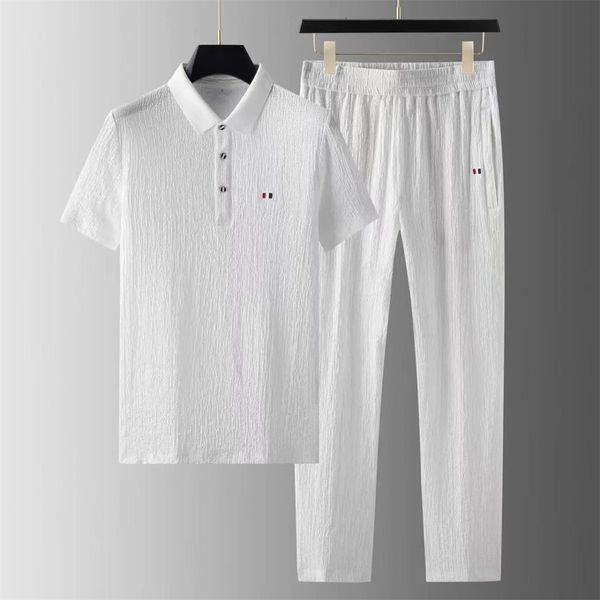 Hommes Survêtements D'été Coton Lin Col V Casual Mode Confortable 2 pièces Ensemble Tendance Mince Polo Tshirt Pantalon Sport 230718