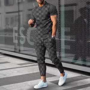Tracksuits pour hommes Summer Men Fashion Trend pantalon 2 pièces survêtement 3D Tenue imprimée T-shirts Long Pantalons Sports Vaies de jogging Cosses 231021