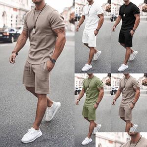 Survêtements pour hommes Shorts d'été à manches courtes Costumes de sport et de loisirs Livraison directe Vêtements Vêtements Dhdha