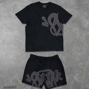 Mens tracksuits Synaworld Y2K Suit tracksuit hiphop letter afdruk oversized korte mouwen T -shirt shorts broek tweedelige set kleding T4YM T4YM