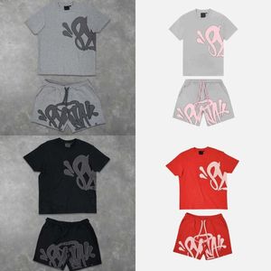 Mens tracksuits Synaworld Y2K Suit tracksuit hiphop letter afdrukken oversized korte mouwen T -shirt shorts broek tweedelig set kleding s2