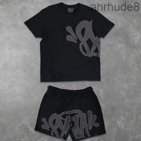 Survêtements pour hommes Synaworld Y2k Costume Survêtement Hip Hop Lettre Imprimer Surdimensionné Manches Courtes T-shirt Shorts Pantalons Deux Pièces Ensemble Vêtements 4LVZ