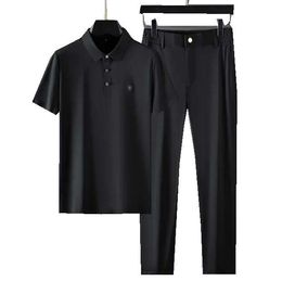 Chándales para hombre Camiseta Pantalones Traje de manga corta de negocios de verano Cómodo solapa Secado rápido Moda Casual Dos piezas Hombres Sudaderas