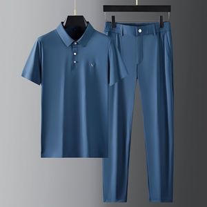 Chándales para hombre Camiseta Pantalones Traje de manga corta de negocios de verano Solapa cómoda Secado rápido Moda Casual Dos piezas Hombres Trajes de chándal 230524