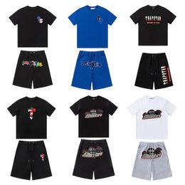 Heren tracksuits t -shirt sets pluche letter streetwear casual ademende zomerpakken tops shorts shorts shorts teen buiten sportpakken sportkleding kwaliteit set