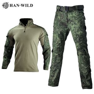 Mens trainingspakken Tactisch militair uniform gevechten Camo Russische leger Suits Trainingsteam Airsoft Paintball Shirts Cargo Pants Pads Kleding 230811