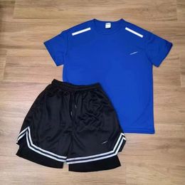 Sets de dos piezas Tech Sets de dos piezas de verano Suits de fitness de fitness de camiseta pantalones pantalones cortos transpirables para la ropa deportiva reflectante de fútbol