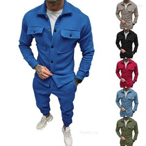 Survêtements pour hommes Survêtement Costume décontracté Hiver Marque Splice Jogging Pantalon à capuche zippé 2PC Vêtements de sport