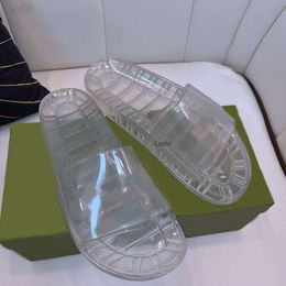 Sandalias de deslizamiento transparente para hombre - Retro Summer Flat Jelly Slide Designer Crystal Clear Slippers Tamaños grandes disponibles
