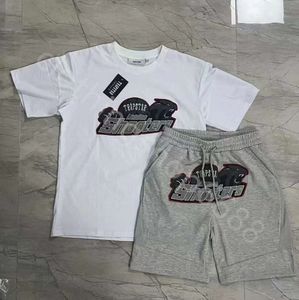 T-shirt Trapstar pour hommes, tenue brodée à manches courtes, survêtement en Chenille, en coton noir, Streetwear londonien YY8856