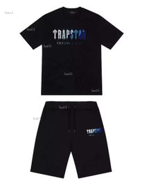 T-shirt Trapstar pour hommes à manches courtes imprimé tenue survêtement Chenille coton noir Londres Streetwear S-2xl T5
