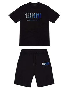 T-shirt Trapstar pour hommes, tenue imprimée à manches courtes, survêtement Chenille en coton noir, Streetwear londonien S-2XL6