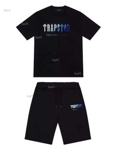 Herren Trapstar T-Shirt Kurzarm Print Outfit Chenille Trainingsanzug Schwarz Baumwolle London Streetwear S-2XL T1