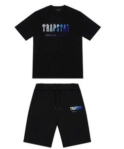 Hommes Trapstar T Shirt À Manches Courtes Imprimer Outfit Chenille Survêtement Noir Coton London Streetwear Motion 2023