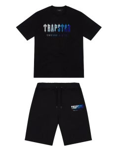 Heren Trapstar t-shirt korte mouw print outfit Chenille trainingspak zwart katoen Londen streetwear
