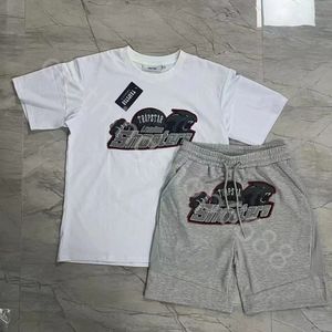 Heren Trapstar t-shirt borduurwerk korte mouw outfit Chenille trainingspak zwart katoen Londen streetwear S-2XL